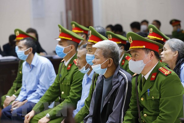 Các bị cáo tại phiên xét xử. (Ảnh: Doãn Tấn/TTXVN)