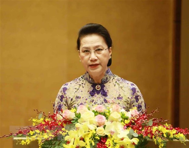 Chủ tịch Quốc hội Nguyễn Thị Kim Ngân phát biểu khai mạc Kỳ họp thứ 11, Quốc hội khóa XIV. (Ảnh: Phương Hoa/TTXVN)