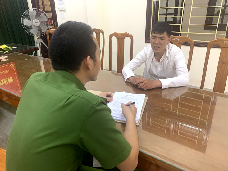 Đối tượng Nguyễn Minh Thành tại cơ quan Công an.