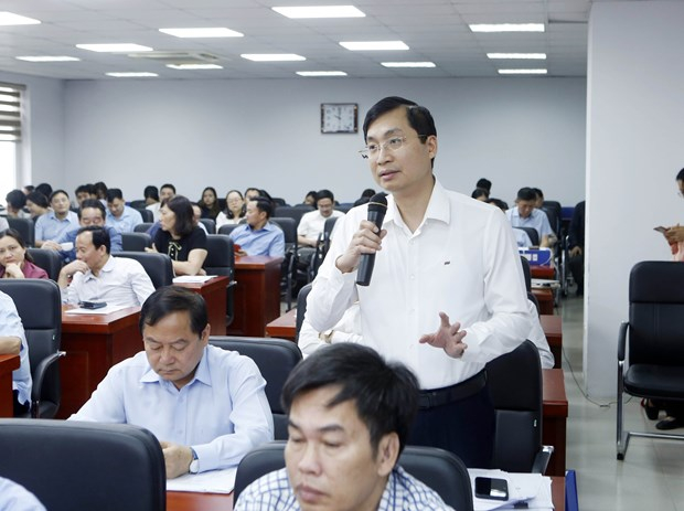 Nhà báo Trần Tiến Duẩn, Tổng biên tập Báo điện tử VietnamPlus, phát biểu ý kiến tại lễ khai mạc. (Ảnh: Phạm Kiên/TTXVN)