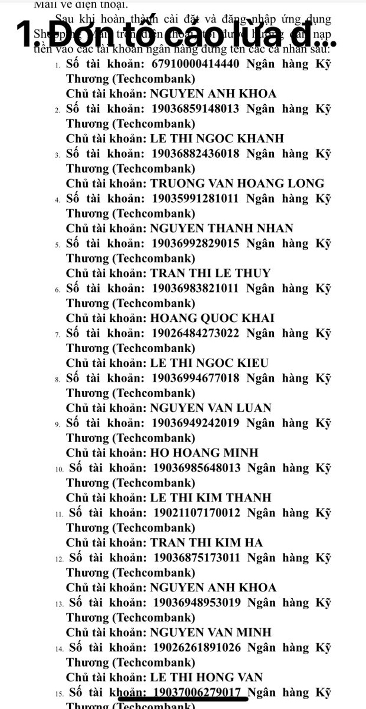 Loạt số tài khoản trên các trang web lừa đảo nhận tiền người chơi được các nạn nhân thống kê gửi đơn tố cáo công an.