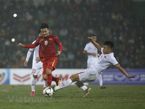  Đội tuyển Việt Nam tập huấn hai giai đoạn trong tháng Năm trước khi sang UAE thi đấu vòng loại World Cup 2022. (Ảnh: PV/Vietnam+)