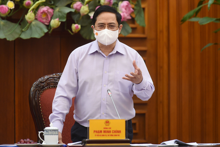 Thủ tướng Chính phủ Phạm Minh Chính chủ trì cuộc họp về tình hình, kết quả công việc của Bộ Kế hoạch và Đầu tư. Ảnh VGP