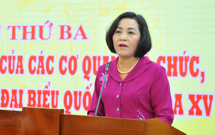 Đồng chí Nguyễn Thị Thanh, Ủy viên Trung ương Đảng, Ủy viên Ủy ban Thường vụ Quốc hội, Trưởng Ban Công tác đại biểu Quốc hội, Phó Trưởng Ban Tổ chức Trung ương. Ảnh: Minh Đức/TTXVN