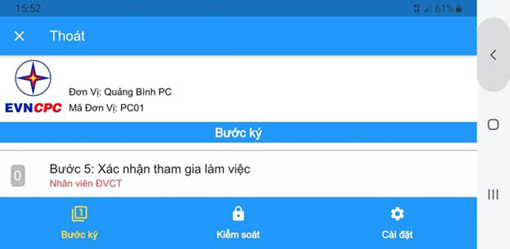 Giao diện PCT điện tử trên điện thoại di động.