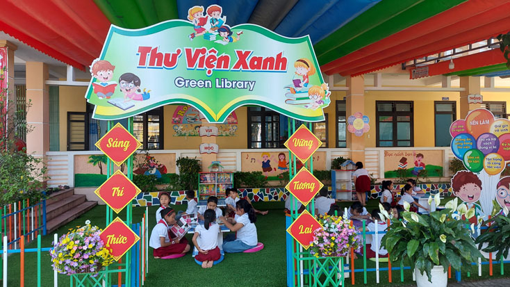 Thư viện xanh, điểm đến yêu thích của các em học sinh trong toàn trường. 