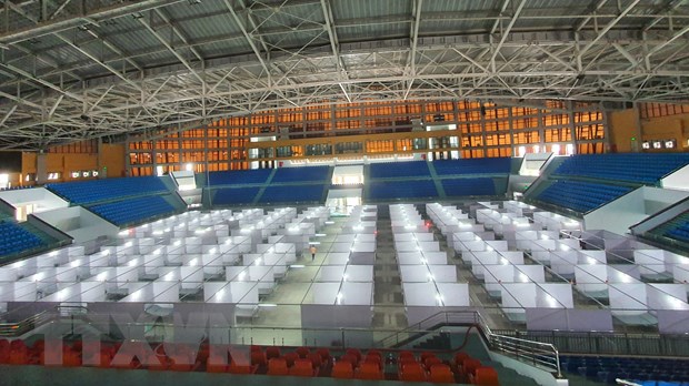 Bệnh viện Dã chiến số 2 tại Nhà thi đấu thể thao tỉnh Bắc Giang. (Ảnh: TTXVN)