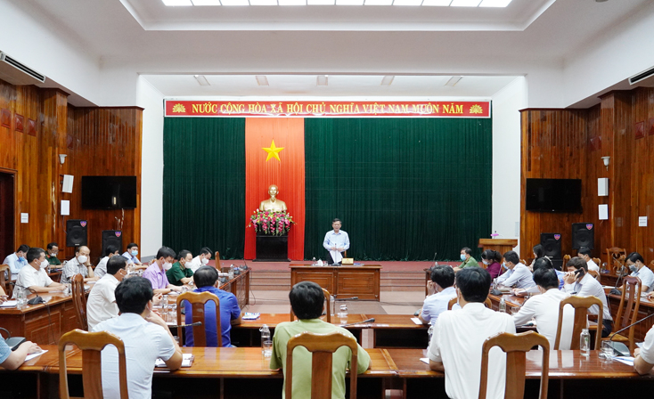 Đồng chí Chủ tịch UBND tỉnh Trần Thắng phát biểu kết luận tại cuộc họp.