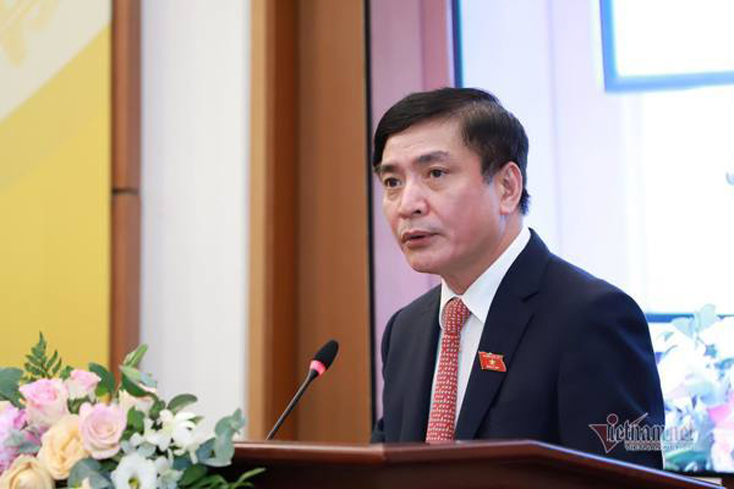 Phó Chủ tịch Thường trực Quốc hội Trần Thanh Mẫn, Phó Chủ tịch Hội đồng Bầu cử quốc gia chủ trì họp báo.  
