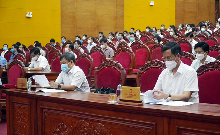 Các đồng chí lãnh đạo tỉnh dự hội nghị