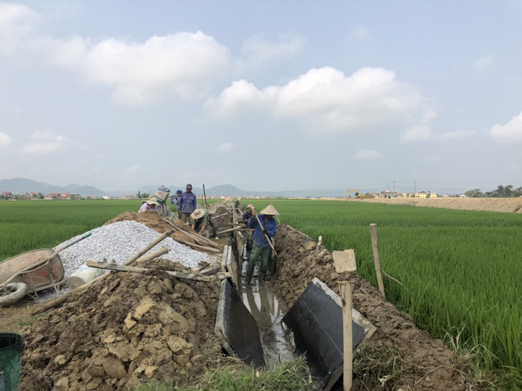 TX. Ba Đồn luôn chú trọng nâng cấp hệ thống kênh mương nội đồng, góp phần nâng cao năng suất, sản lượng cây trồng. 