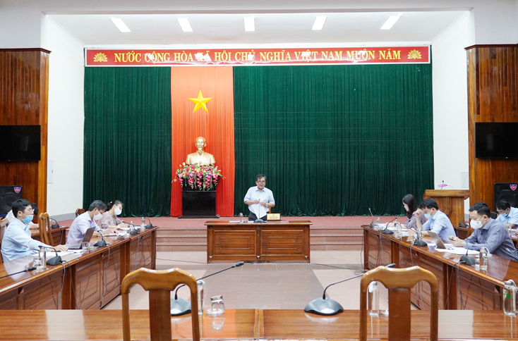 Đồng chí Phó Chủ tịch Thường trực UBND tỉnh Đoàn Ngọc Lâm phát biểu kết luận buổi làm việc.