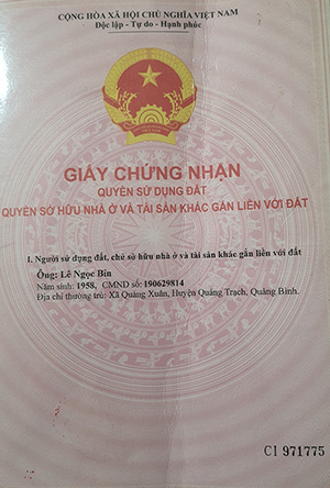 GCNQSDĐ của ông Bỉn được cấp năm 2017.