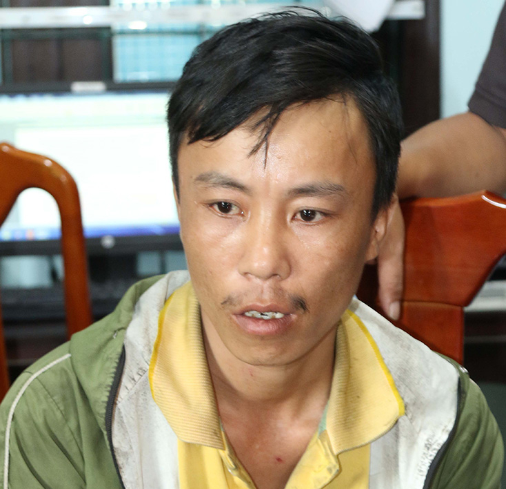 Đối tượng Lê Văn Triễn tại cơ quan Công an.