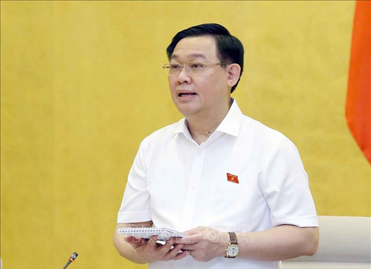 Chủ tịch Quốc hội Vương Đình Huệ phát biểu. Ảnh: Doãn Tấn /TTXVN