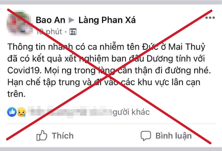 Hình ảnh chụp lại nội dung đăng tải sai sự thật về tình hình dịch bệnh Covid-19 của ông L.Q.B.