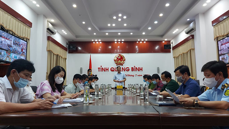 Đồng chí Chủ tịch UBND tỉnh phát biểu tại cuộc họp.