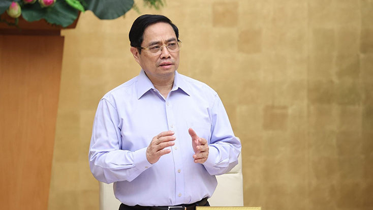 Thủ tướng Chính phủ Phạm Minh Chính phân công nhiệm vụ trong chỉ đạo, điều hành công tác phòng, chống dịch COVID-19. Ảnh: TTXVN