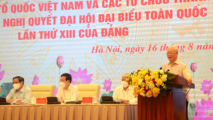  Tổng Bí thư Nguyễn Phú Trọng phát biểu chỉ đạo tại hội nghị.