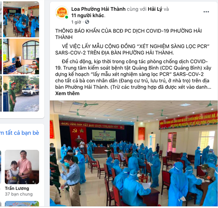 Trang FB “Loa phường Hải Thành” với những thông tin hữu ích, kịp thời về dịch bệnh.