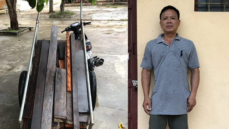 Đối tượng trộm tài sản Trần Duy Thái và tang vật.