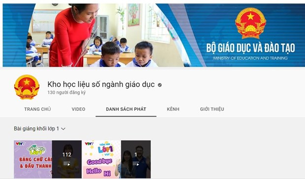 Giao diện điện tử kho học liệu số về dạy lớp 1 của Bộ Giáo dục và Đào tạo. (Ảnh chụp màn hình)