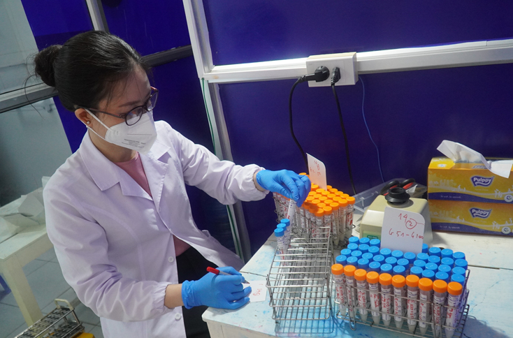 Phòng xét nghiệm của CDC Quảng Bình hoạt động 24/24h, liên tục nhận mẫu từ các địa phương gửi về.