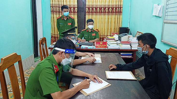 Đối tượng Nguyễn Văn Đô tại cơ quan Công an.