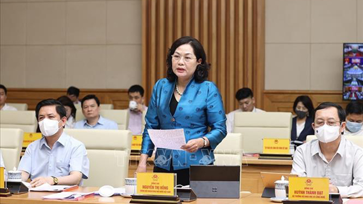 Thống đốc Ngân hàng Nhà nước Việt Nam Nguyễn Thị Hồng phát biểu. Ảnh: Dương Giang/TTXVN