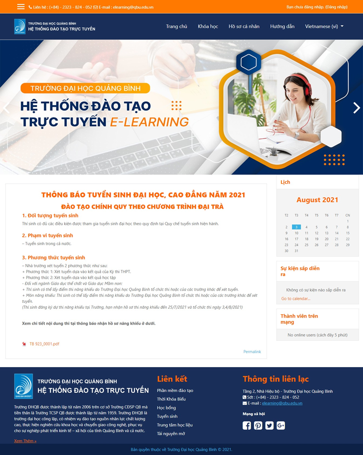 Hệ thống đào tạo trực tuyến ở Trường đại học Quảng Bình được Hội đồng Khoa học nghiệm thu nhiệm vụ sự nghiệp KH-CN cấp tỉnh đánh giá cao.