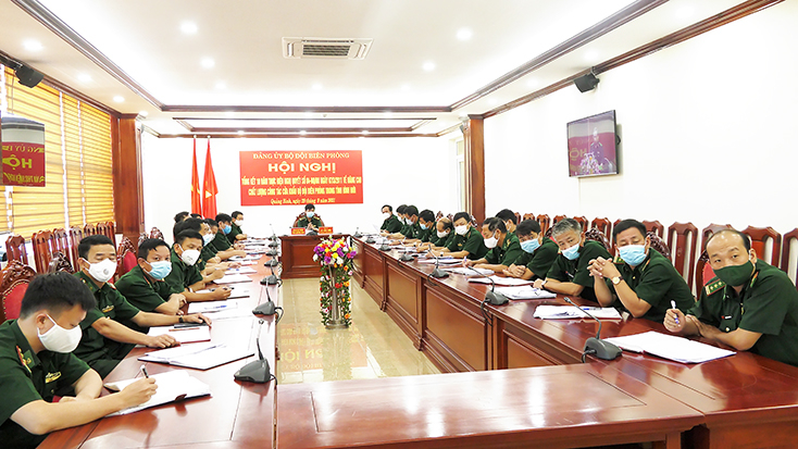 Quang cảnh hội nghị tại điểm cầu BĐBP Quảng Bình.