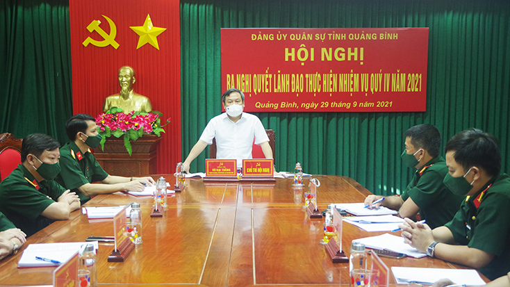 Đồng chí Bí thư Tỉnh ủy, Bí thư Đảng ủy Quân sự tỉnh Vũ Đại Thắng kết luận hội nghị.