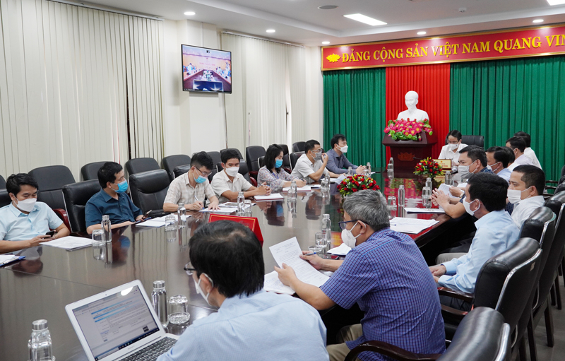 Quang cảnh hội nghị tại điểm cầu tỉnh Quảng Bình.