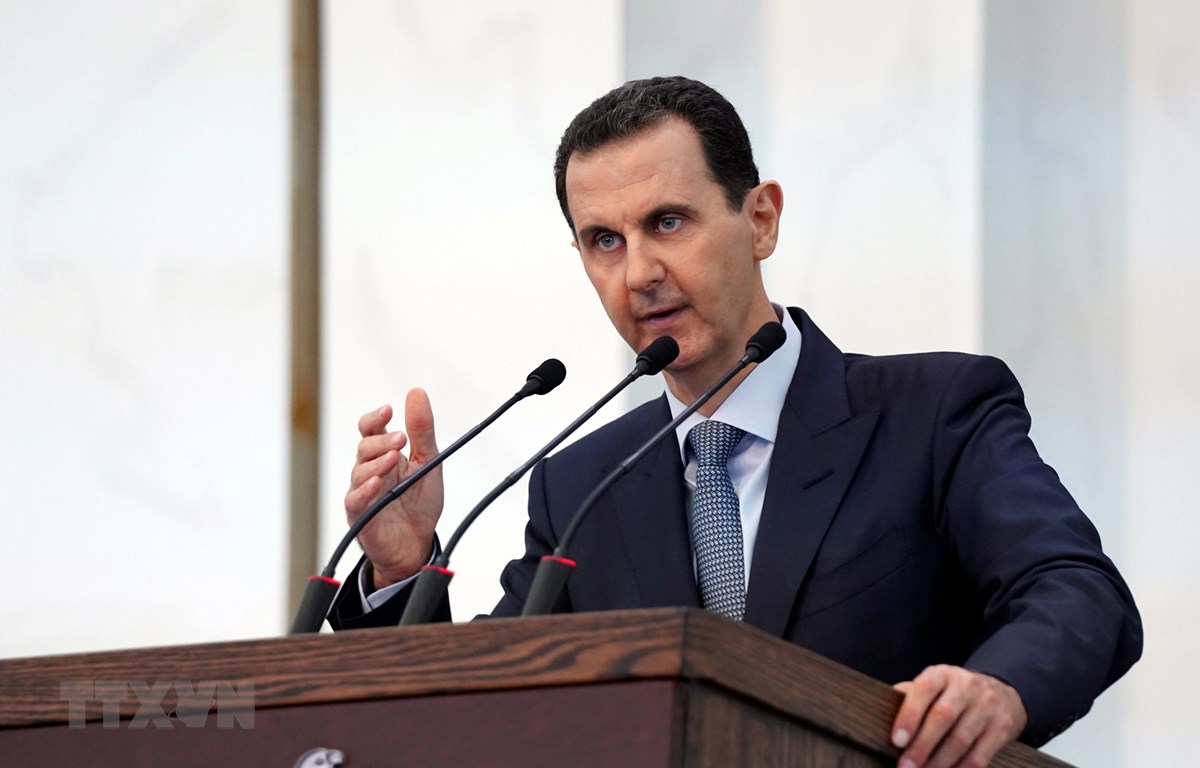 Tổng thống Syria Bashar al-Assad phát biểu tại Damascus. (Ảnh: AFP/TTXVN)