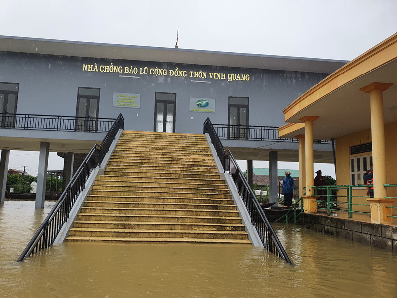 Nhà chống bão lũ cộng đồng thôn Vinh Quang đã được kích hoạt