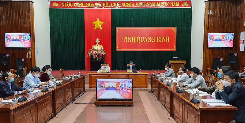 Toàn cảnh hội nghị tại điểm cầu tỉnh Quảng Bình. 