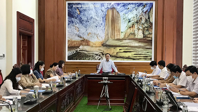 Đồng chí Phó Bí thư Thường trực Tỉnh ủy Trần Hải Châu phát biểu kết luận buổi làm việc.
