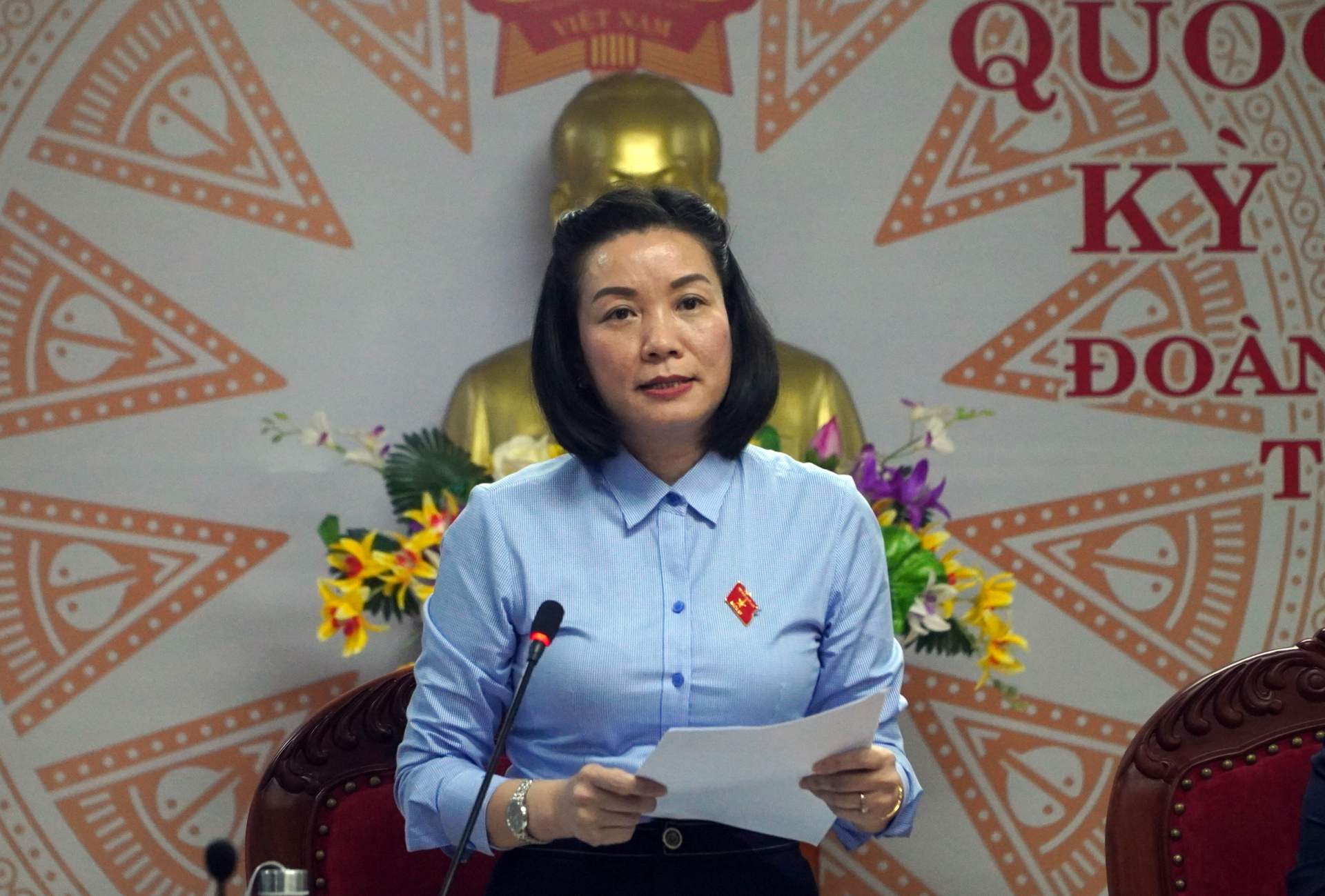 Đại biểu Nguyễn Minh Tâm thảo luận tại phiên họp buổi sáng 24-10.