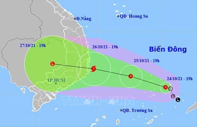  Hướng đi của áp thấp nhiệt đới. Ảnh: TTXVN phát