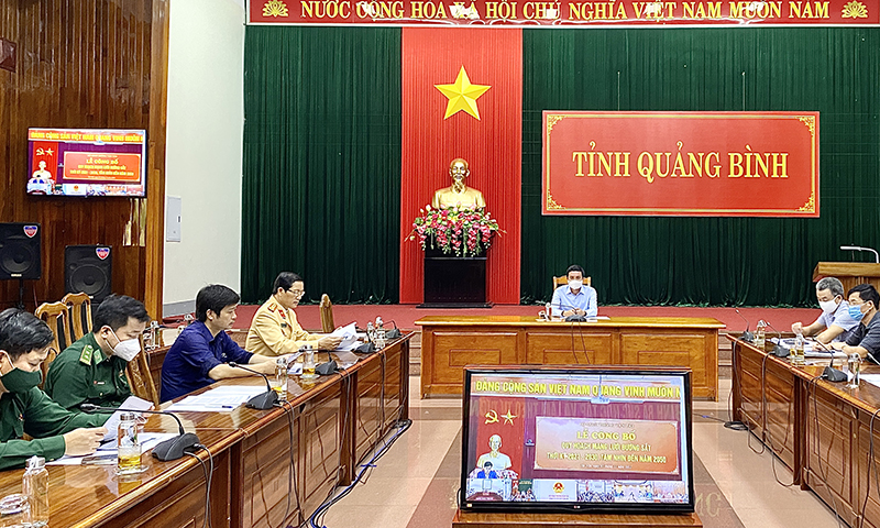 Các đại biểu dự hội nghị tại điểm cầu tỉnh Quảng Bình.