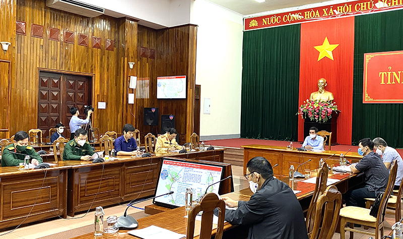 Quang cảnh hội nghị tại điểm cầu tỉnh Quảng Bình.