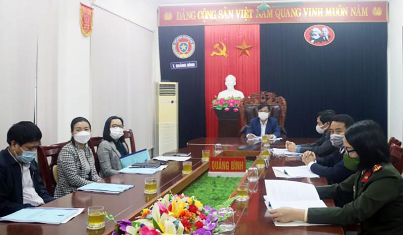Các đại biểu tham dự hội nghị tại điểm cầu trực tuyến Quảng Bình
