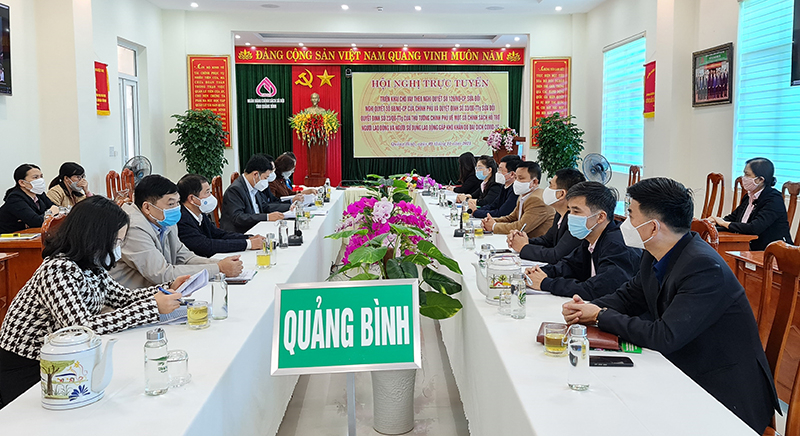 Các đại biểu dự hội nghị tại điểm cầu tỉnh Quảng Bình.