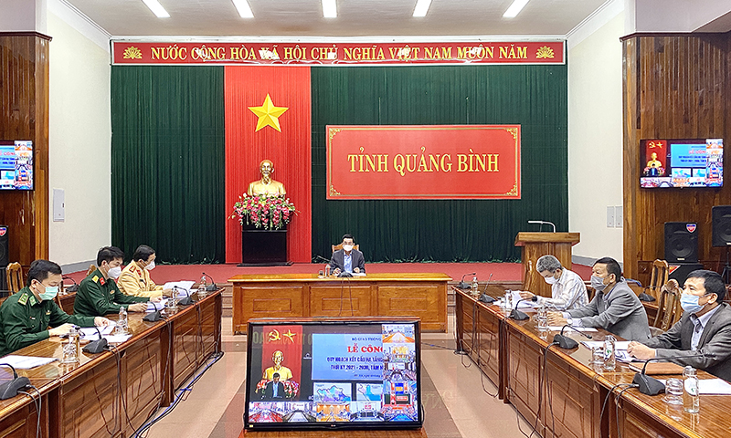 Quang cảnh hội nghị tại điểm cầu tỉnh Quảng Bình.