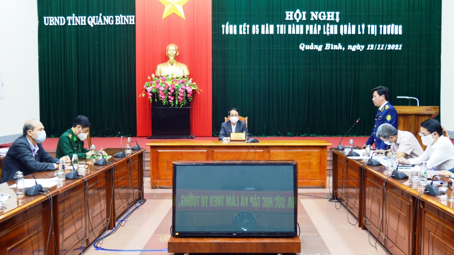 Toàn cảnh hội nghị tổng kết 5 năm thi hành Pháp lệnh quản lý thị trường.