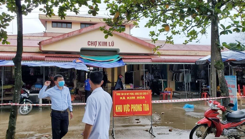 Phong tỏa chợ Kim Lũ (xã Kim Hóa) vì có ca F0.