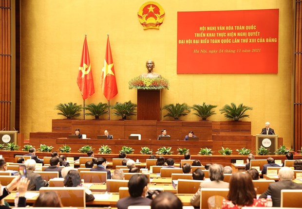 Tổng Bí thư Nguyễn Phú Trọng phát biểu chỉ đạo hội nghị. (Ảnh: Trí Dũng/TTXVN)