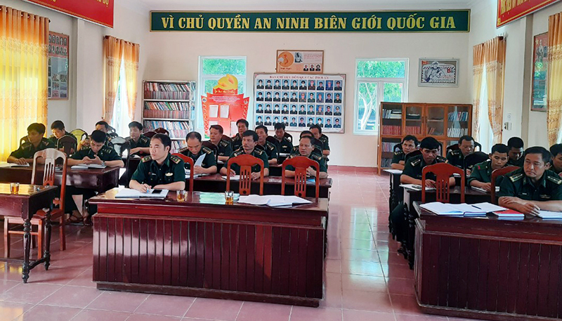 Chất lượng học tập, quán triệt các nghị quyết, chỉ thị của Đảng trong các đơn vị BĐBP ngày càng được nâng cao (Ảnh chụp trước thời điểm dịch Covid-19 bùng phát).