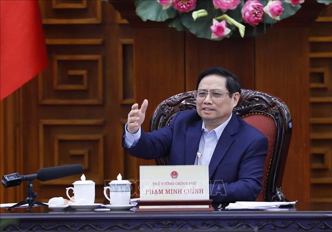 Thủ tướng Phạm Minh Chính chủ trì cuộc họp. Ảnh: Dương Giang/TTXVN