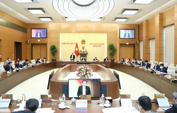  Quang cảnh Phiên họp thứ 6 của Ủy ban Thường vụ Quốc hội chiều 8-12. (Ảnh: Phạm Kiên/TTXVN)